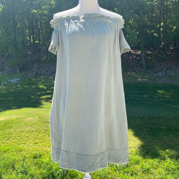 NWOT Anthro Maella Off-The-Shoulder Tunic Dress with Side Pockets, Small - Picture 2 of 16